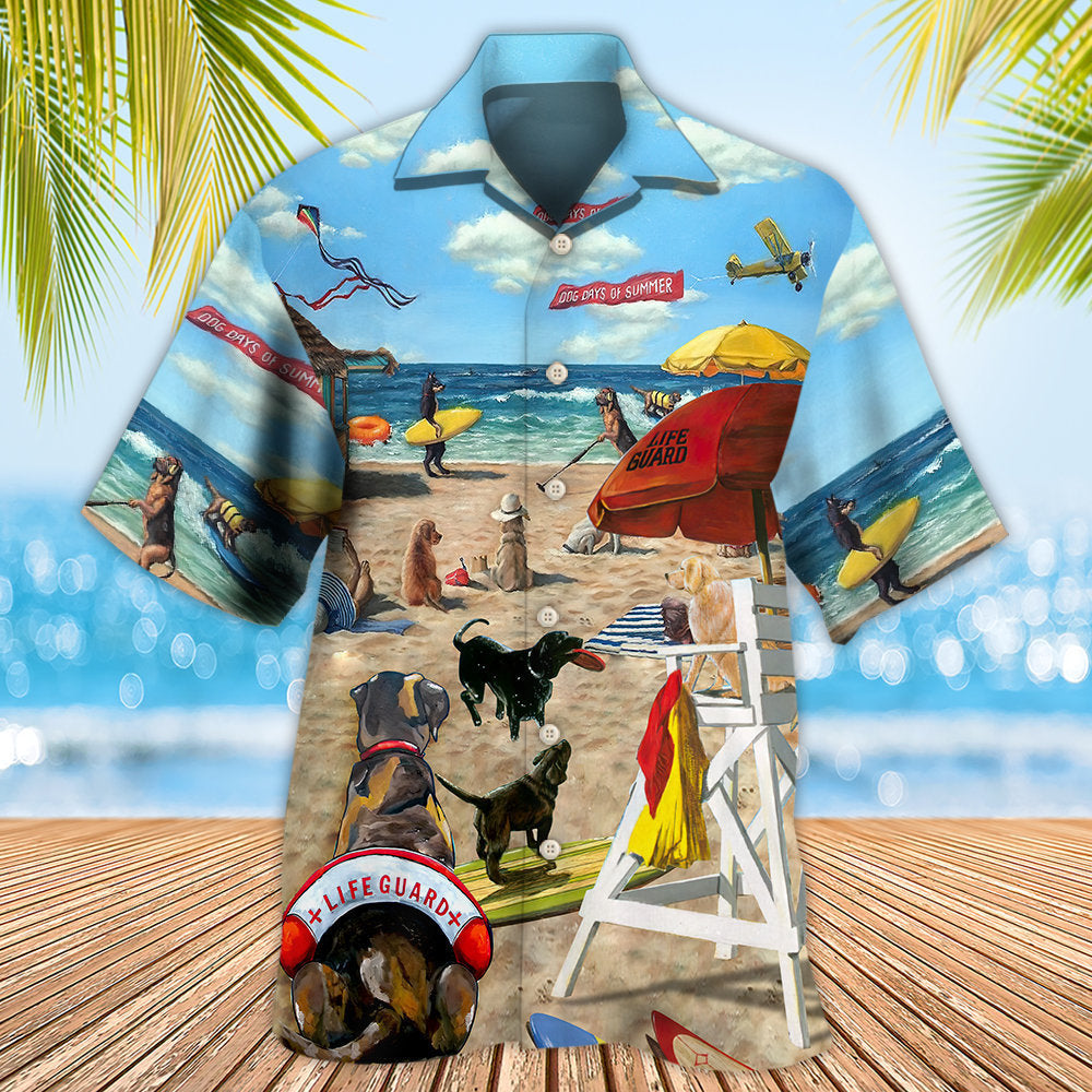 Lifeguard Dog Beach Fun Illustration – Hawaiian Shirt