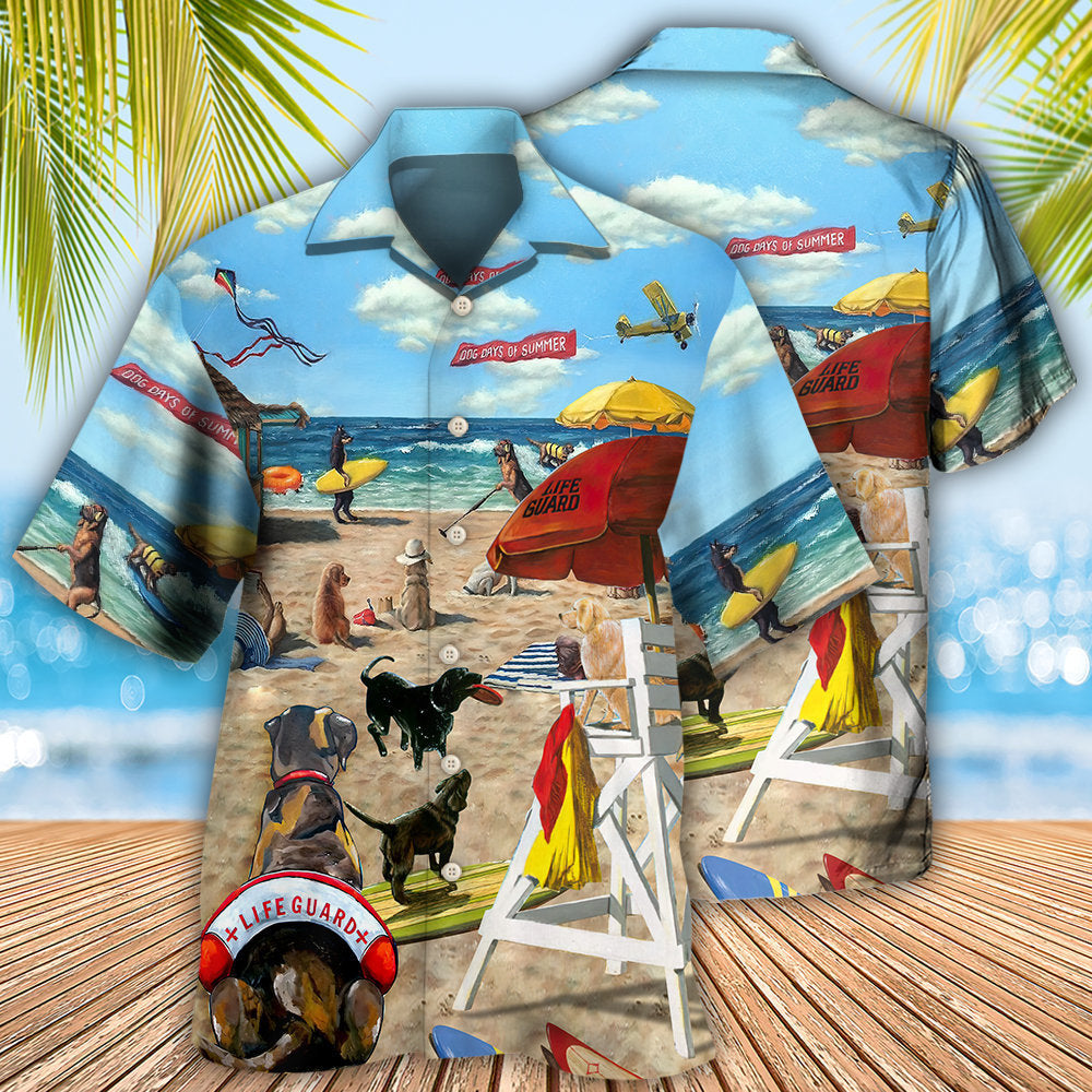 Lifeguard Dog Beach Fun Illustration – Hawaiian Shirt
