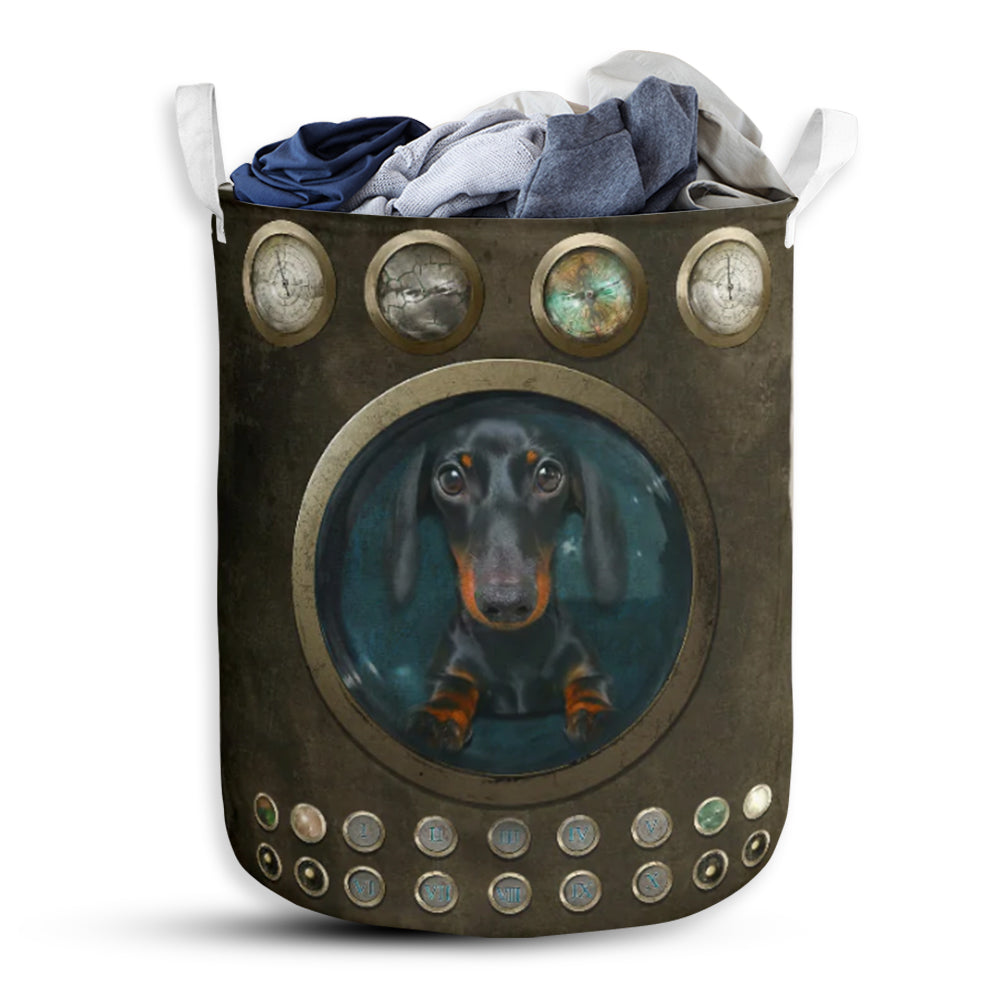 Dachshund And Broken Hole - Laundry Basket - Owls Matrix LTD