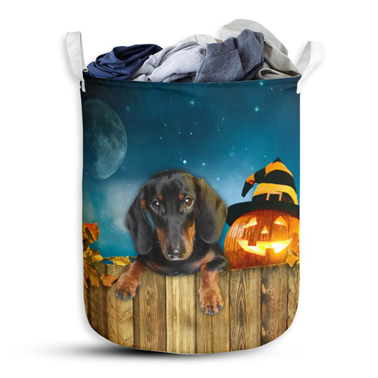 Dachshund And Pumpkin Halloween Night - Laundry Basket - Owls Matrix LTD