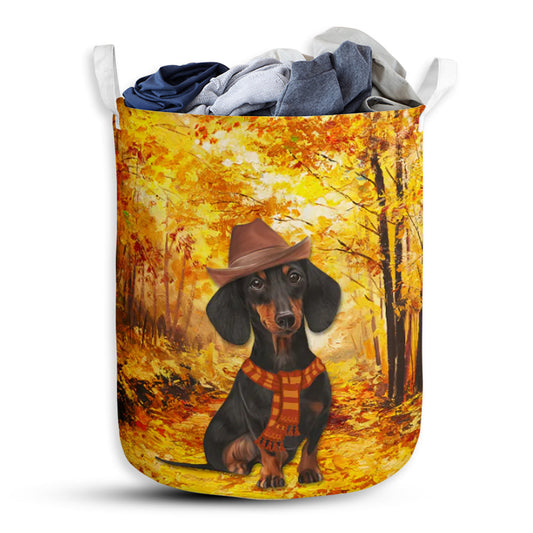 Dachshund Autumn Dreamy - Laundry Basket - Owls Matrix LTD