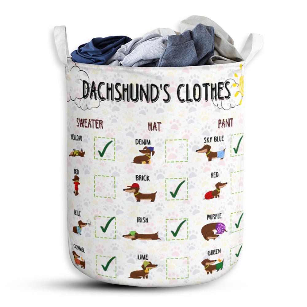 Dachshund Clothes Basic Style - Laundry Basket - Owls Matrix LTD