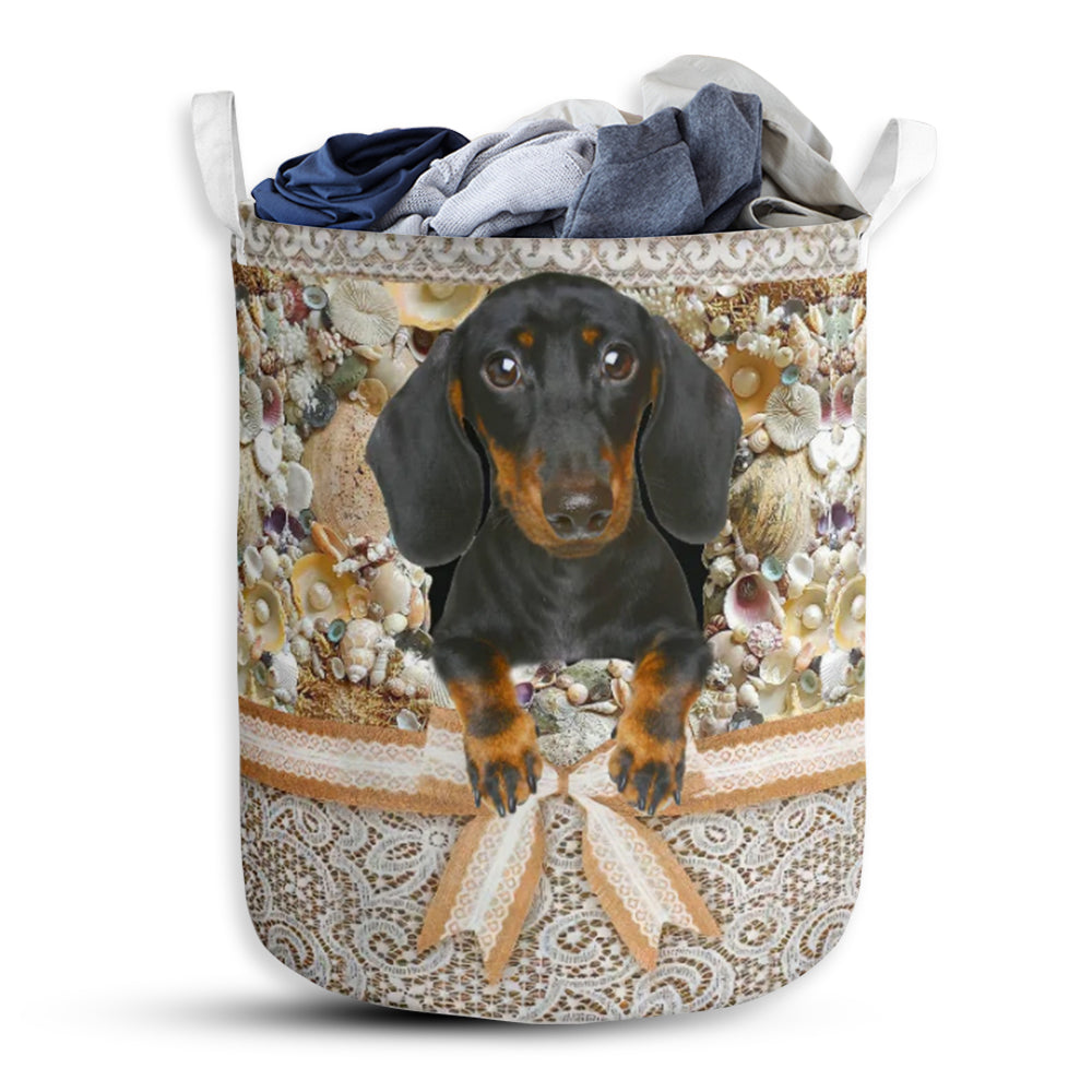 Dachshund Diamond Lace - Laundry Basket - Owls Matrix LTD