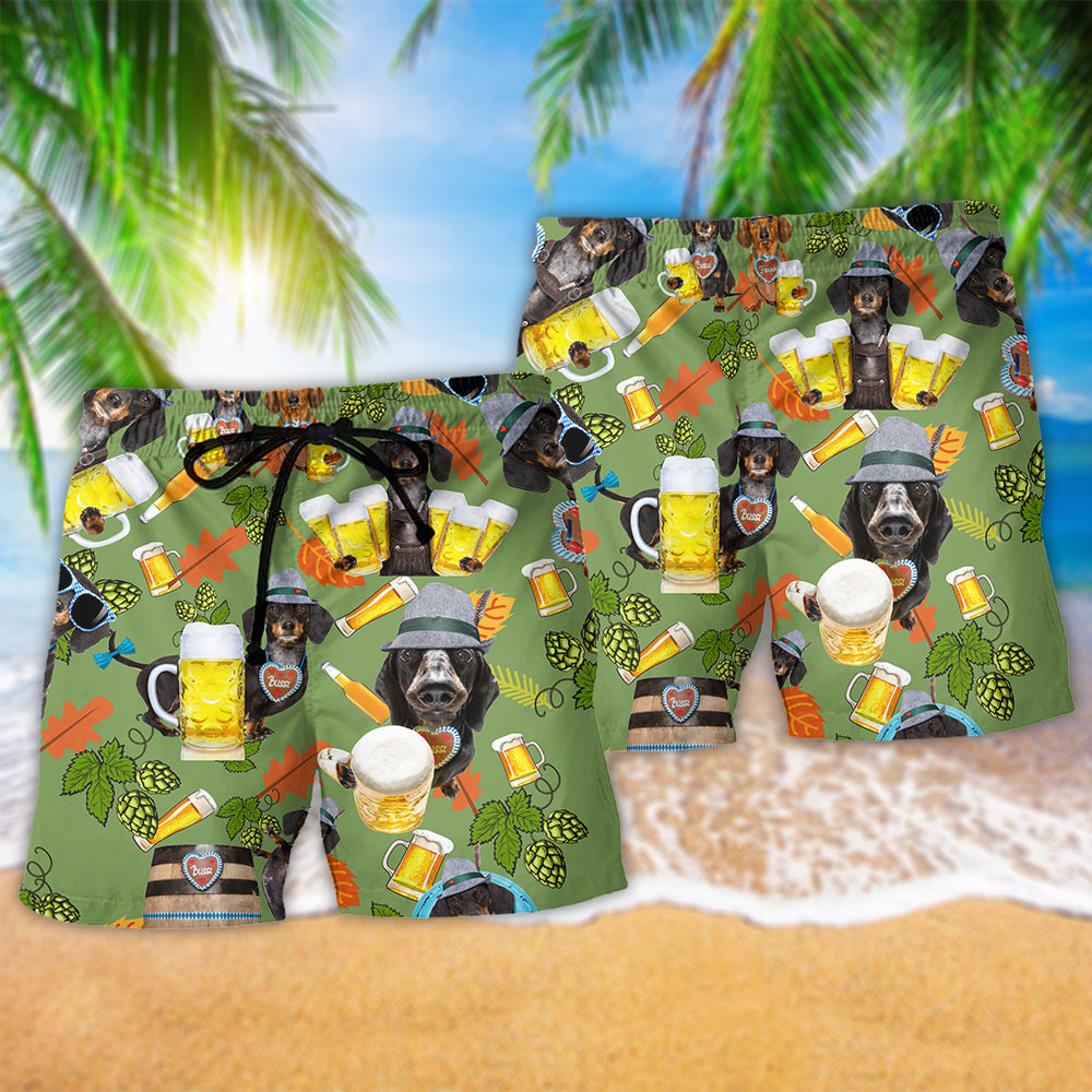 Dachshund Beer Lover Funny Art – Beach Short