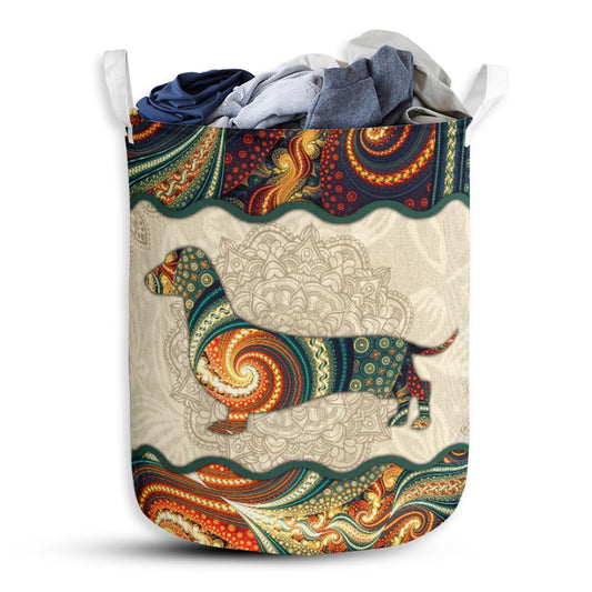 Dachshund Galaxy Mandala Style - Laundry Basket - Owls Matrix LTD
