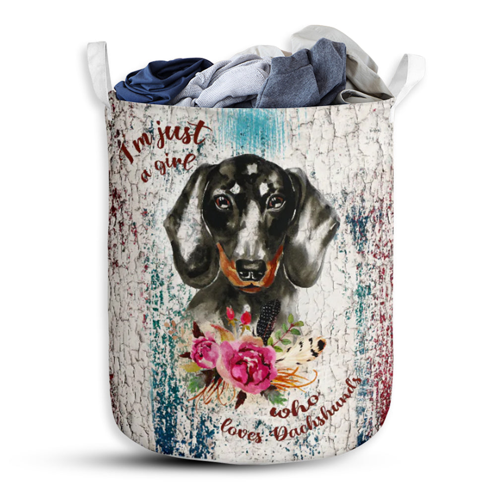 Dachshund Grunge Wood - Laundry Basket - Owls Matrix LTD