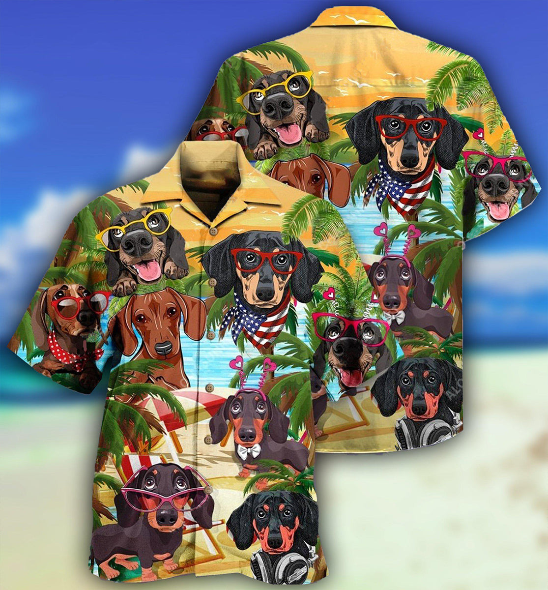 Dachshund Beach Summer Style - Hawaiian Shirt
