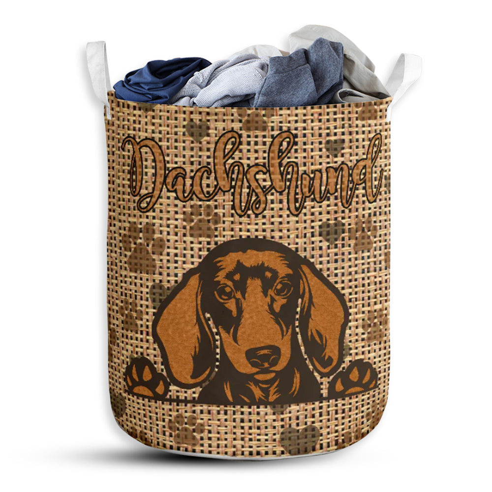 Dachshund Heart Brown - Laundry Basket - Owls Matrix LTD