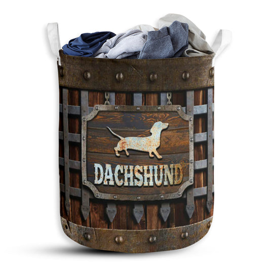 Dachshund Iron Vintage - Laundry Basket - Owls Matrix LTD