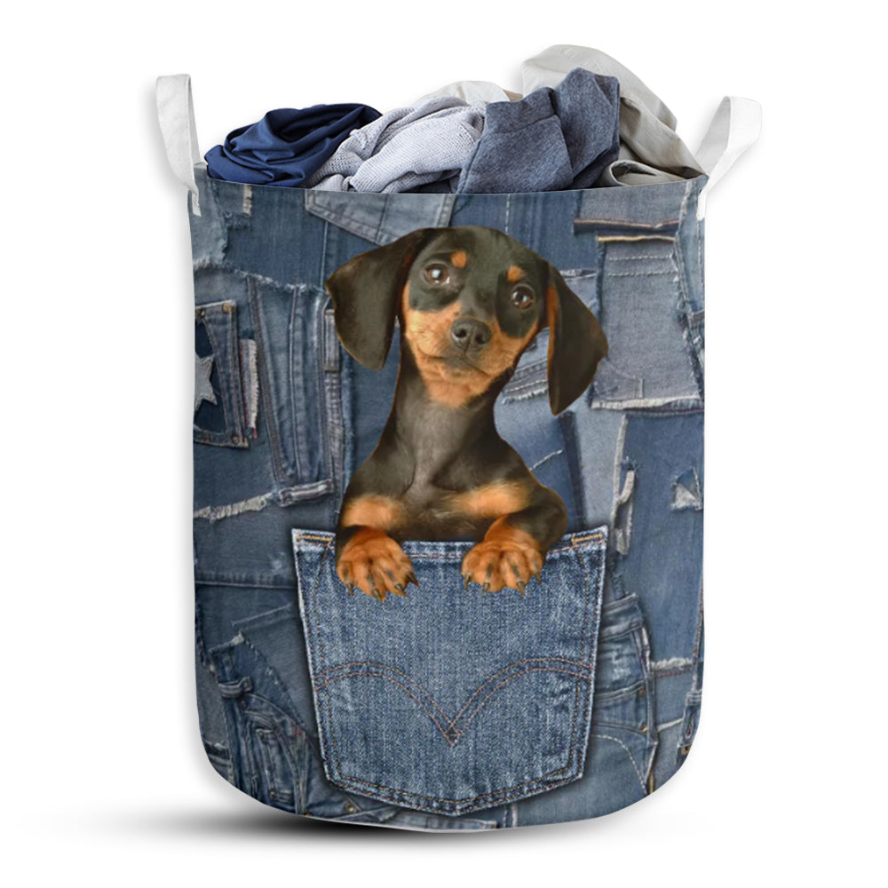 Dachshund Jean Basic Style - Laundry Basket - Owls Matrix LTD