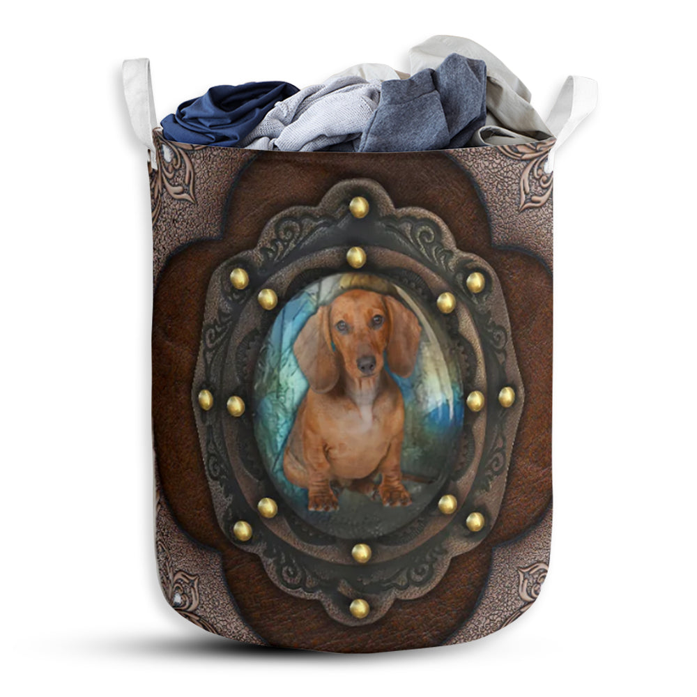 Dachshund Leather Basic Style - Laundry Basket - Owls Matrix LTD