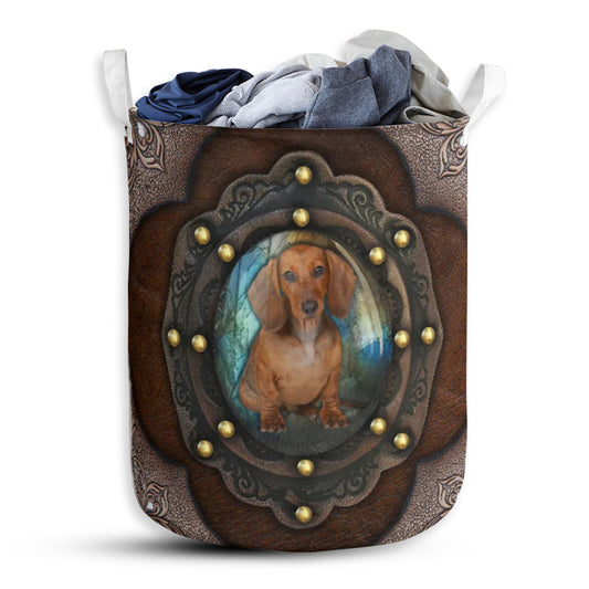 Dachshund Leather Basic Style - Laundry Basket - Owls Matrix LTD