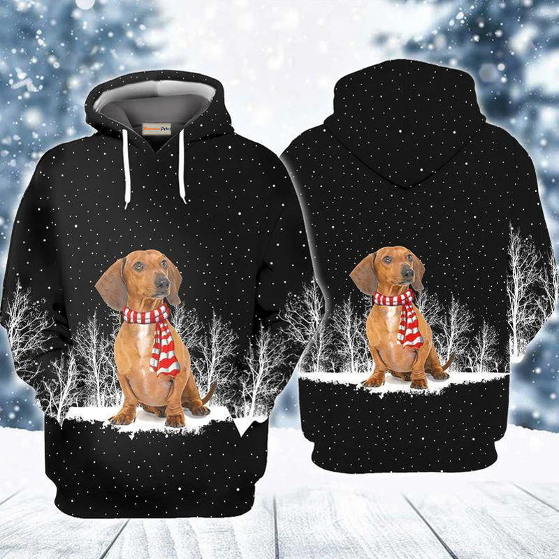 Dachshund Love Snow Dog Art – 3D Hoodie
