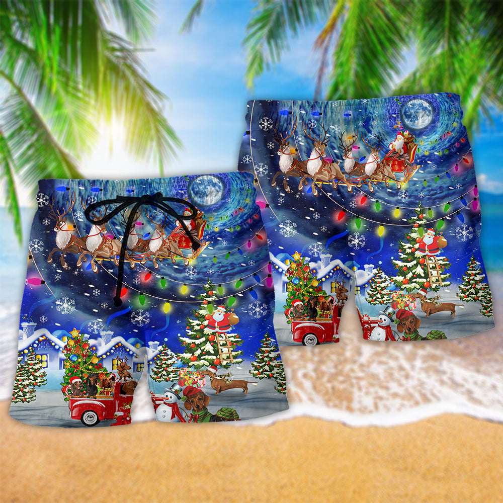 Dachshund Christmas Night – Beach Short