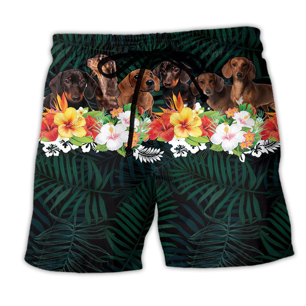 Dachshund Green Tropical Life – Beach Short