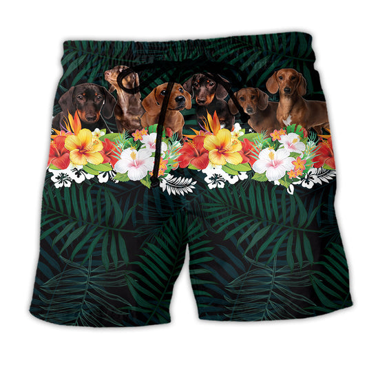 Dachshund Green Tropical Life – Beach Short