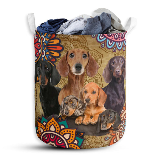Dachshund Mandala Style - Laundry Basket - Owls Matrix LTD