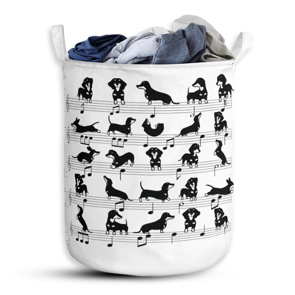 Dachshund Music Basic Style - Laundry Basket - Owls Matrix LTD
