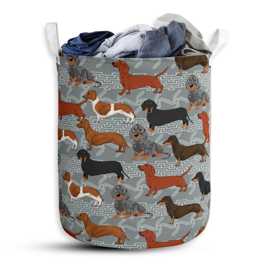 Dachshund Native Pattern - Laundry Basket - Owls Matrix LTD