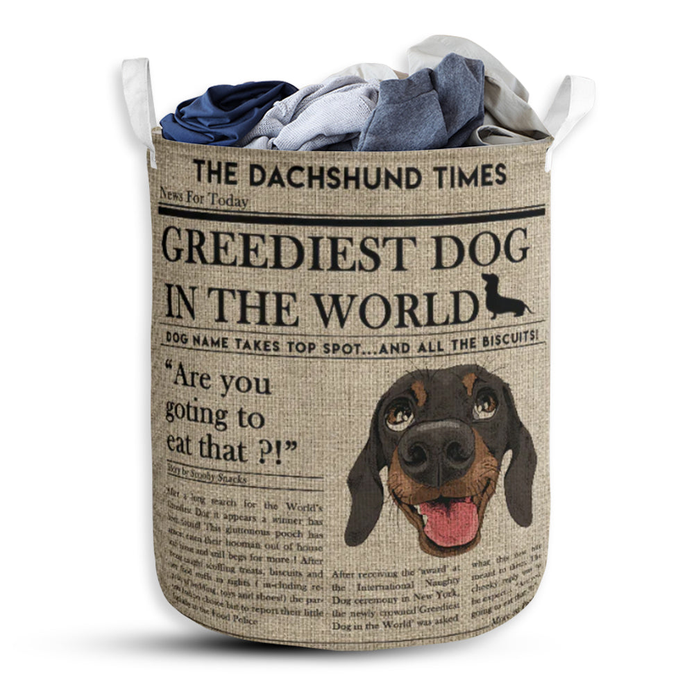Dachshund Newspaper Linen - Laundry Basket - Owls Matrix LTD