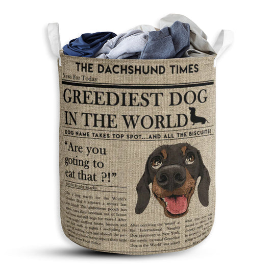 Dachshund Newspaper Linen - Laundry Basket - Owls Matrix LTD