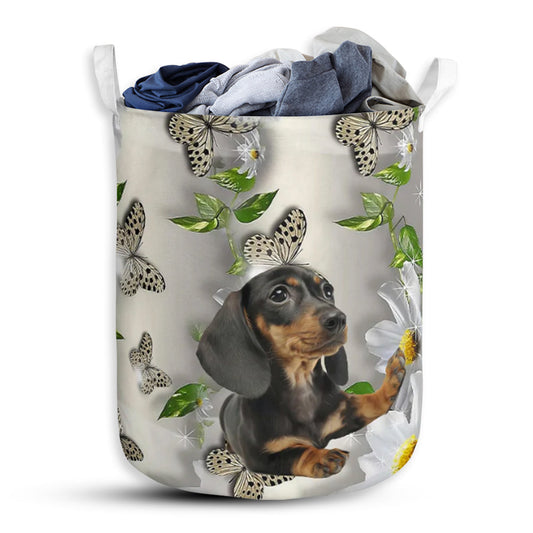 Dachshund Oil Painting - Laundry Basket - Owls Matrix LTD