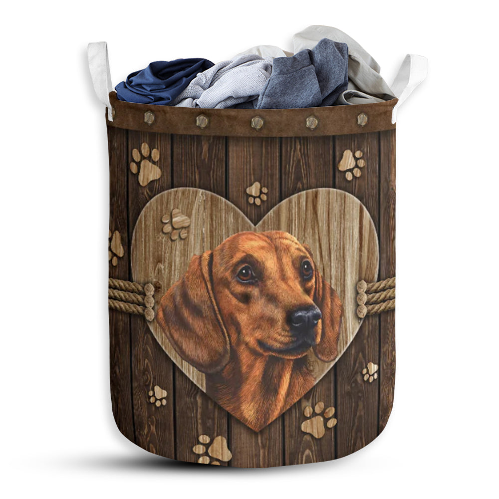 Dachshund On Rope - Laundry Basket - Owls Matrix LTD