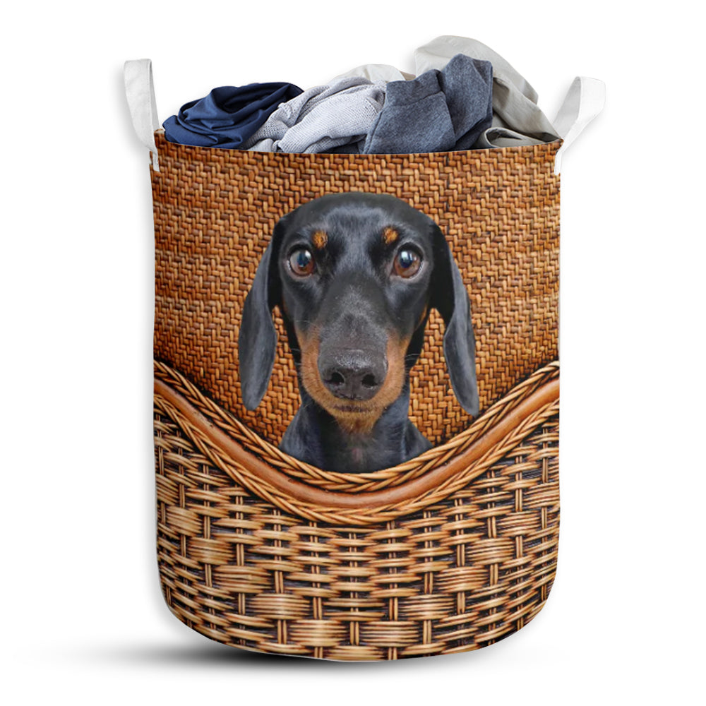Dachshund Rattan Handmade Basic Style - Laundry Basket