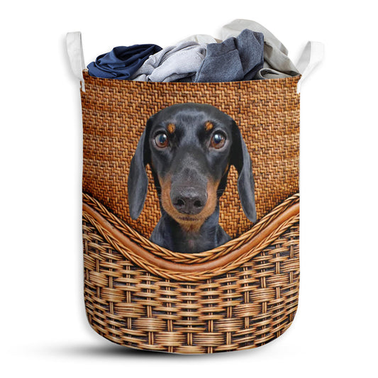 Dachshund Rattan Handmade Basic Style - Laundry Basket