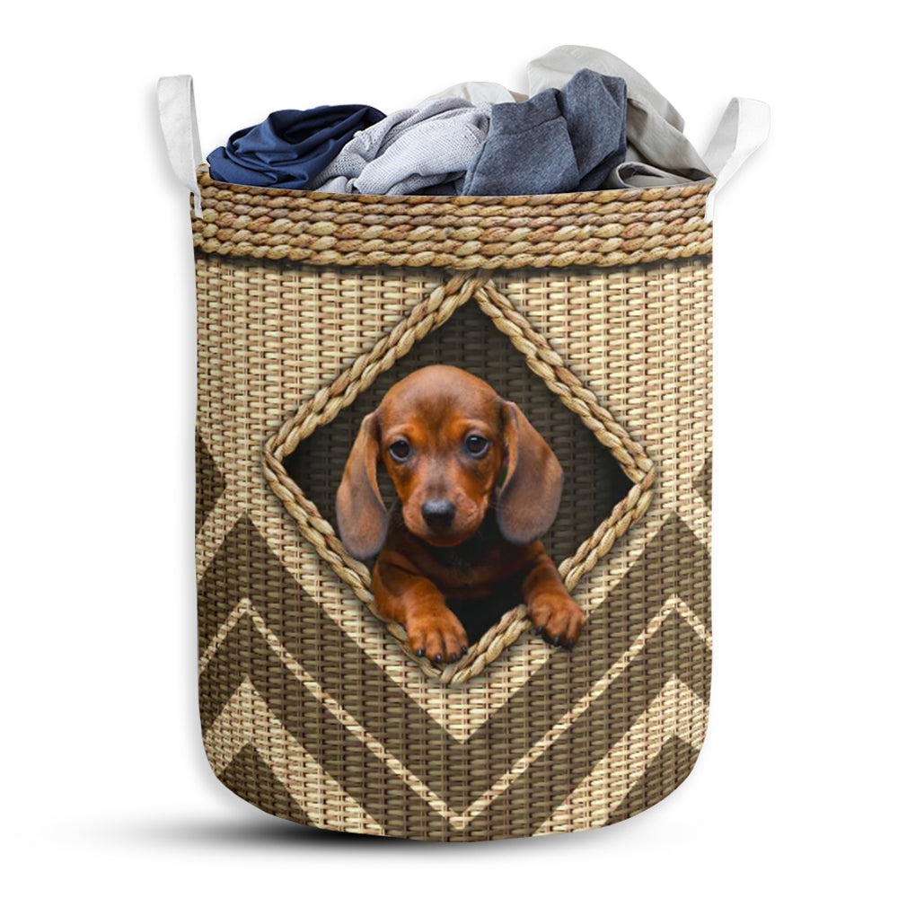 Dachshund Rattan Wickerwork Hole - Laundry Basket - Owls Matrix LTD