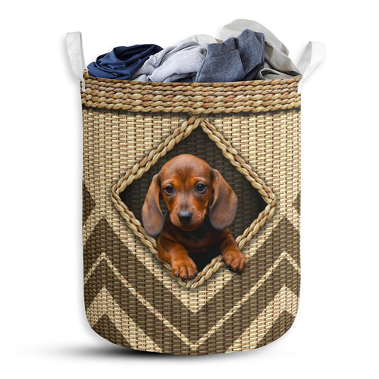 Dachshund Rattan Wickerwork Hole - Laundry Basket - Owls Matrix LTD