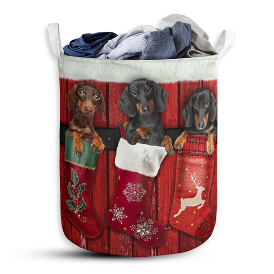 Dachshund Stocking Noel - Laundry Basket - Owls Matrix LTD