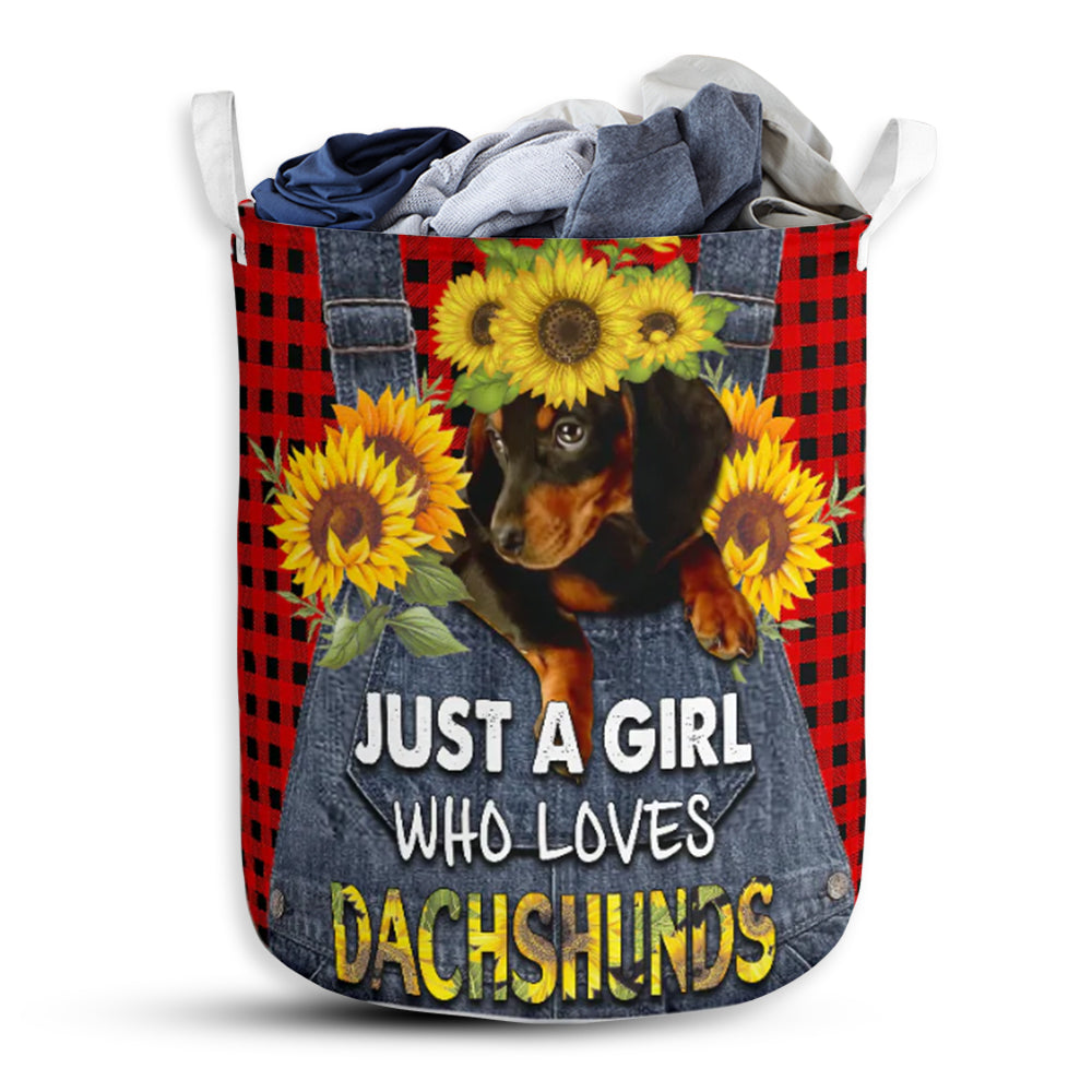 Dachshund Sunflower Jean Set - Laundry Basket - Owls Matrix LTD