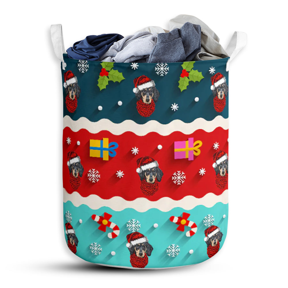 Dachshund Symbol Pattern - Laundry Basket - Owls Matrix LTD