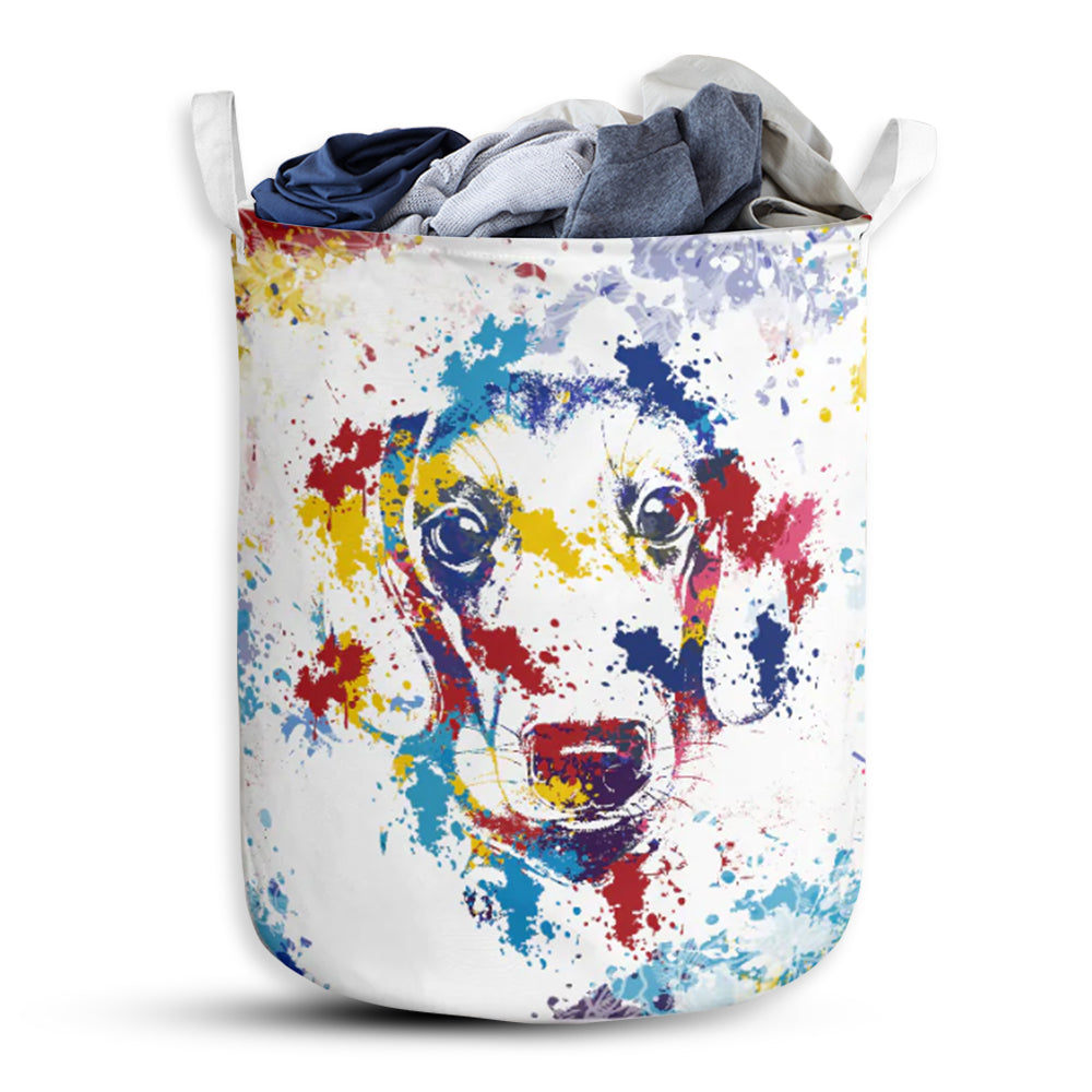 Dachshund Watercolor Basic Style - Laundry Basket - Owls Matrix LTD