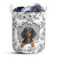 Dachshund With Flower Black And White - Laundry Basket - Owls Matrix LTD
