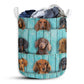 Dachshund Wood Blue - Laundry Basket - Owls Matrix LTD
