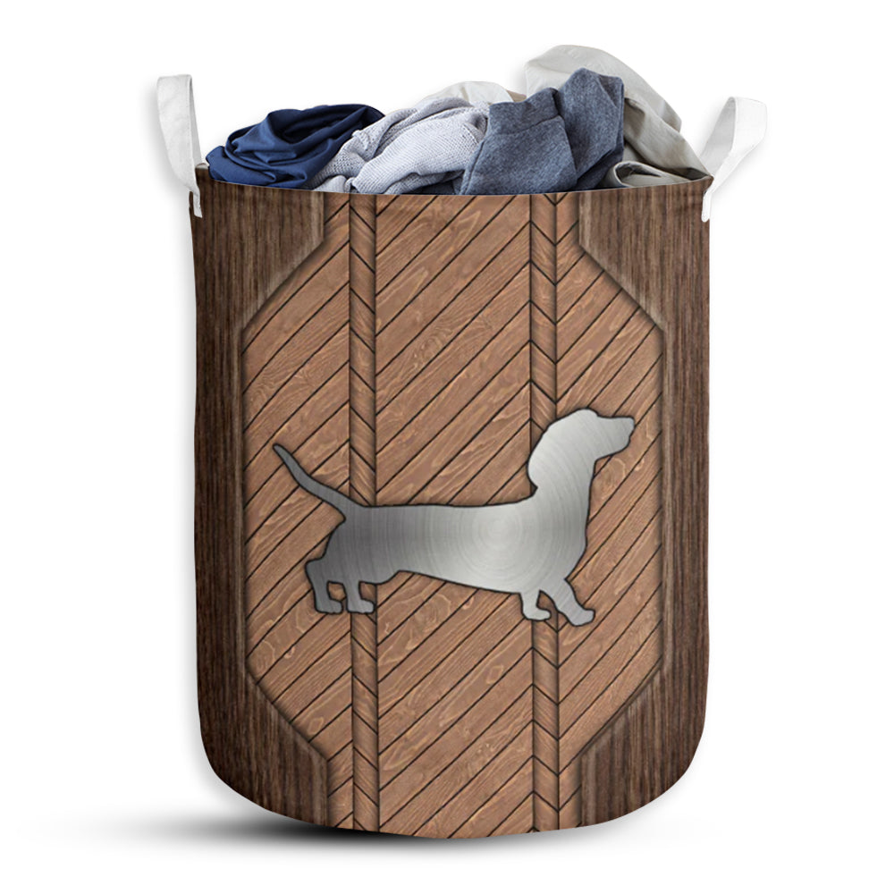 Dachshund Wood Style - Laundry Basket - Owls Matrix LTD