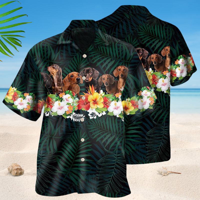 Dachshund Lover Green Tropical Life Style – Hawaiian Shirt