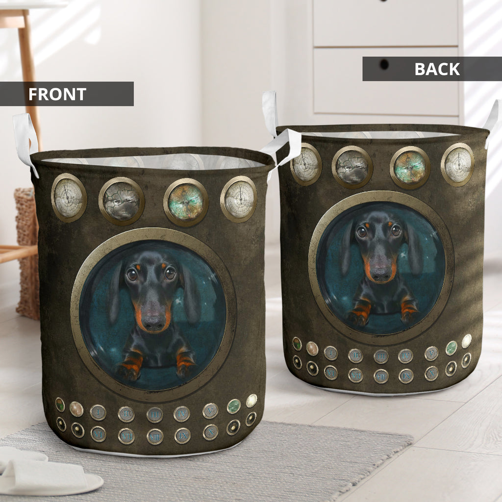 Dachshund And Broken Hole - Laundry Basket - Owls Matrix LTD