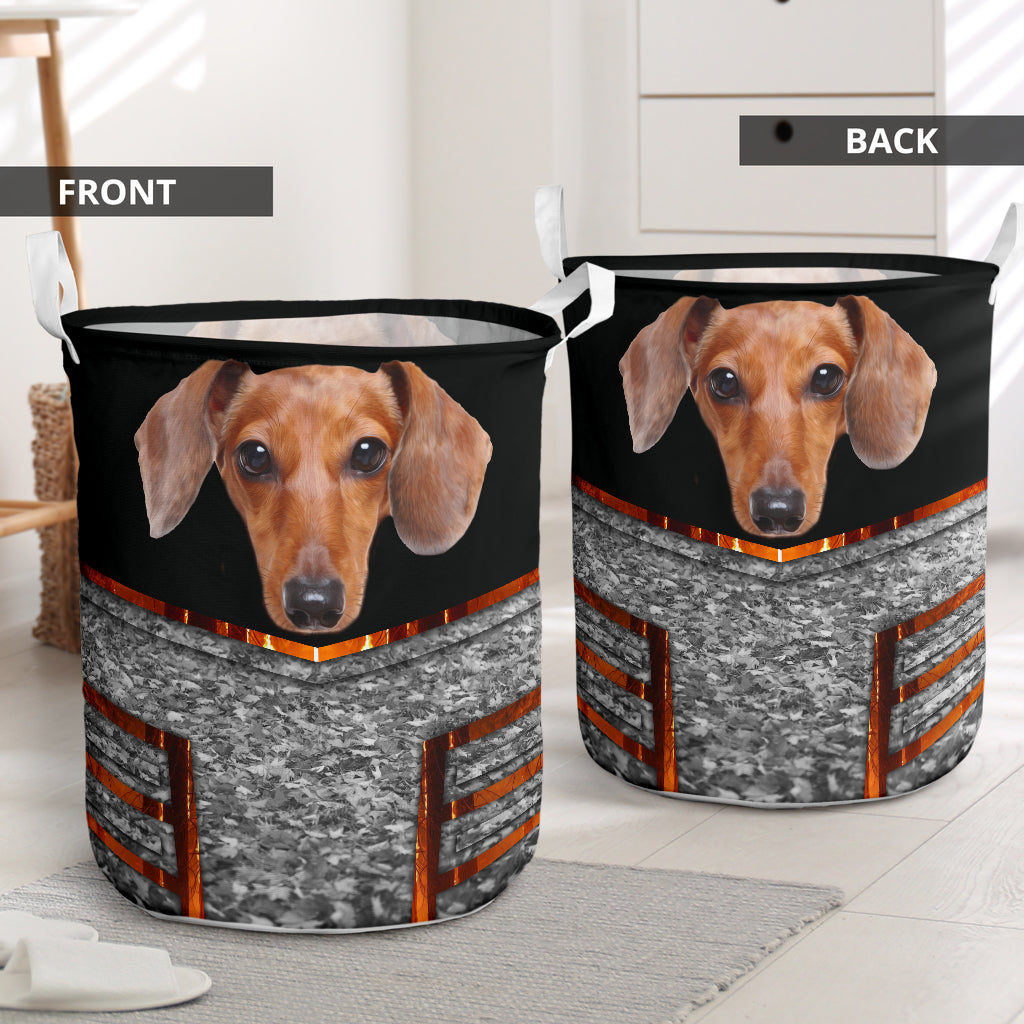 Dachshund Background Basic Style - Laundry Basket - Owls Matrix LTD