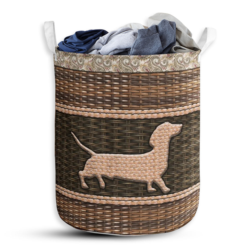 S: 17.72”x13.78” (45x35 cm) Dachshund Basic Style - Laundry Basket - Owls Matrix LTD