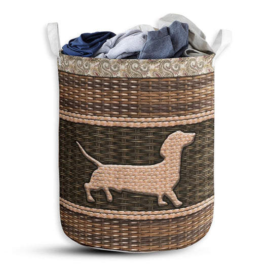 S: 17.72”x13.78” (45x35 cm) Dachshund Basic Style - Laundry Basket - Owls Matrix LTD