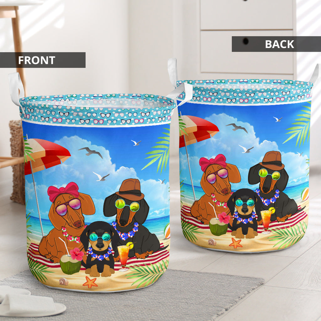 Dachshund Beach Summer - Laundry Basket - Owls Matrix LTD