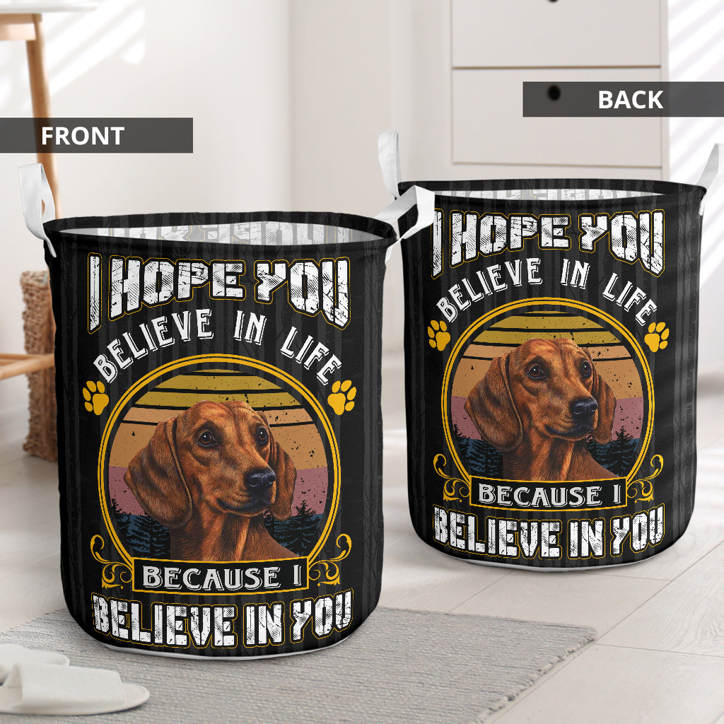 Dachshund Believe In You - Laundry Basket - Owls Matrix LTD