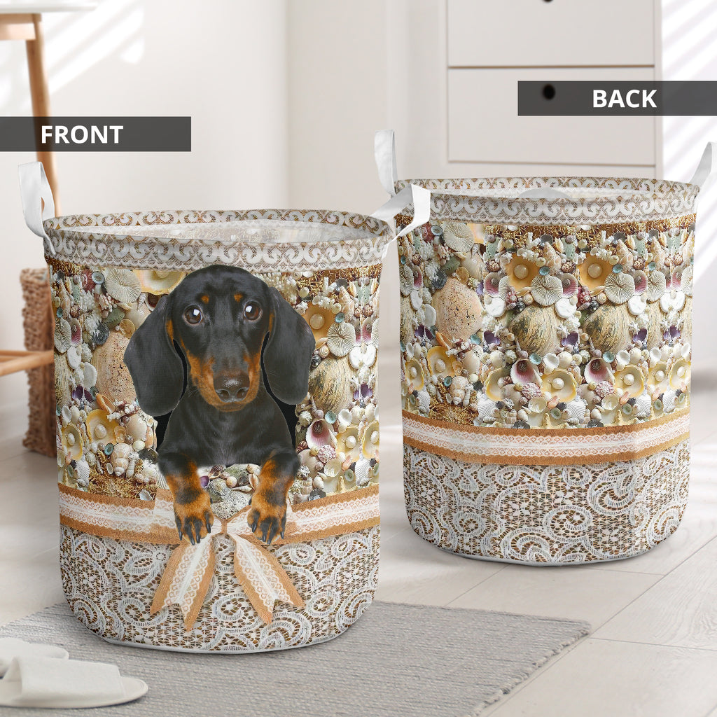 Dachshund Diamond Lace - Laundry Basket - Owls Matrix LTD