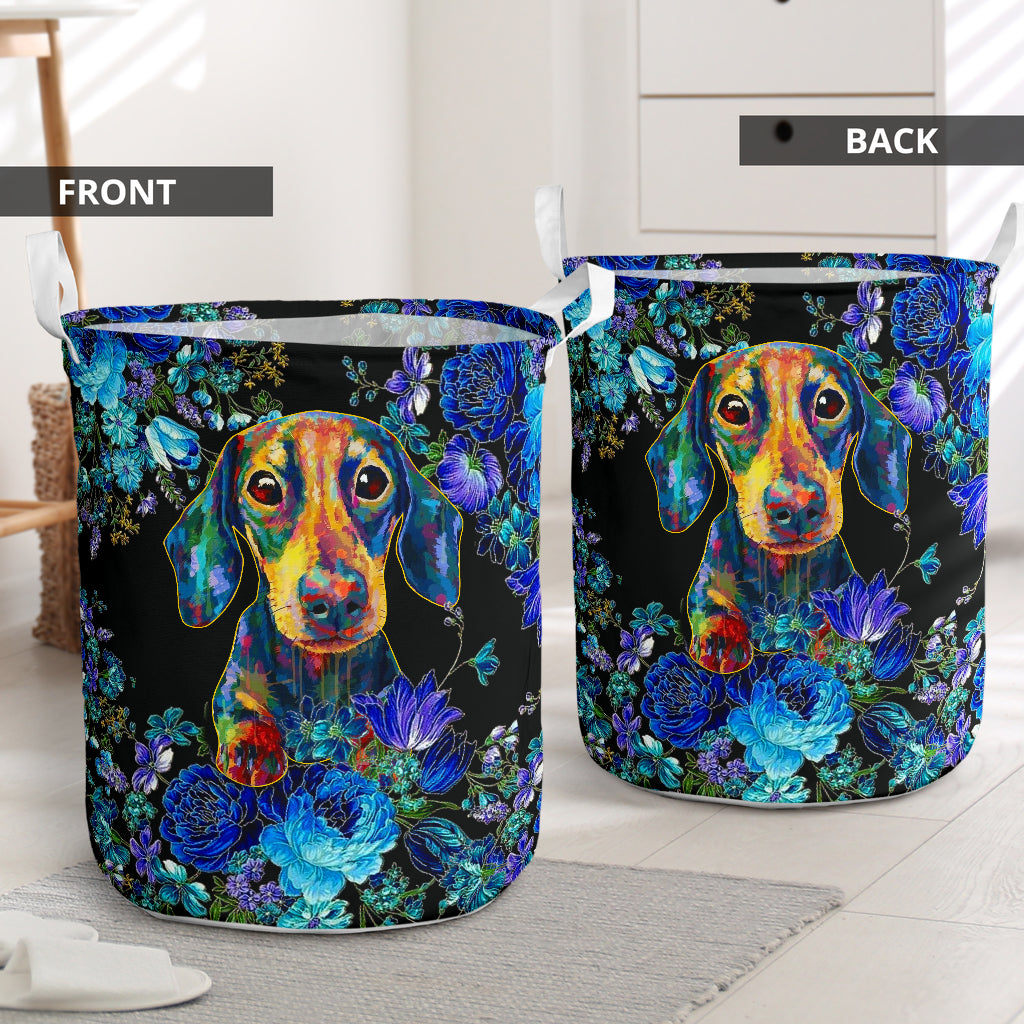 Dachshund flower purple - Laundry basket - Owls Matrix LTD