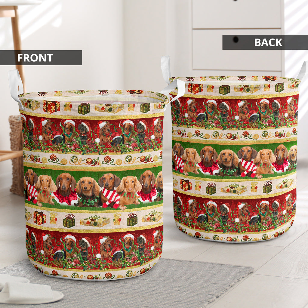 Dachshund Funny Christmas - Laundry Basket - Owls Matrix LTD