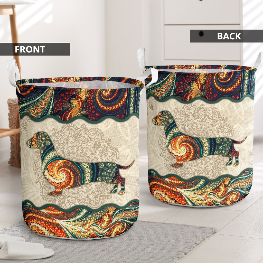 Dachshund Galaxy Mandala Style - Laundry Basket - Owls Matrix LTD