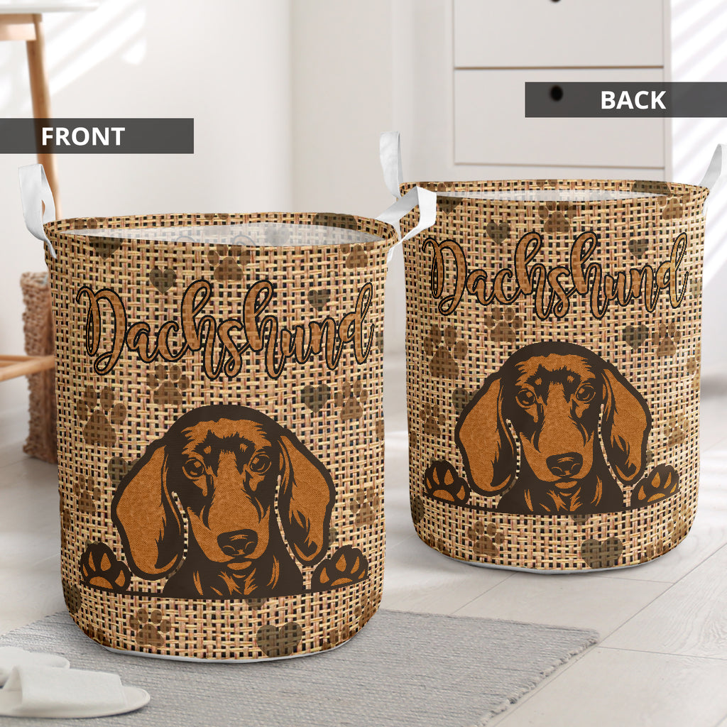 Dachshund Heart Brown - Laundry Basket - Owls Matrix LTD